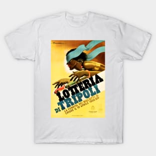 LOTTERIA DI TRIPOLI 1936 Retro Italy Lottery Gambling Sports Promotional Art T-Shirt